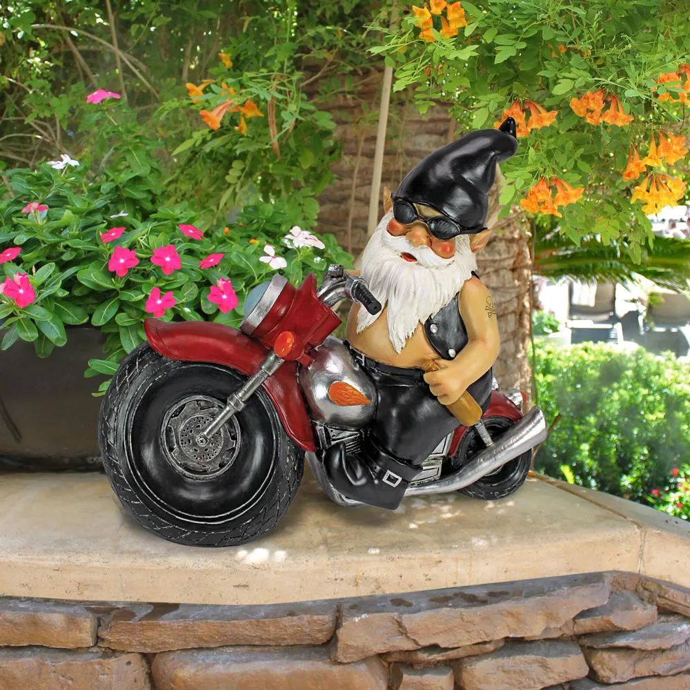 Axle Grease the Biker Garden Gnome Statue