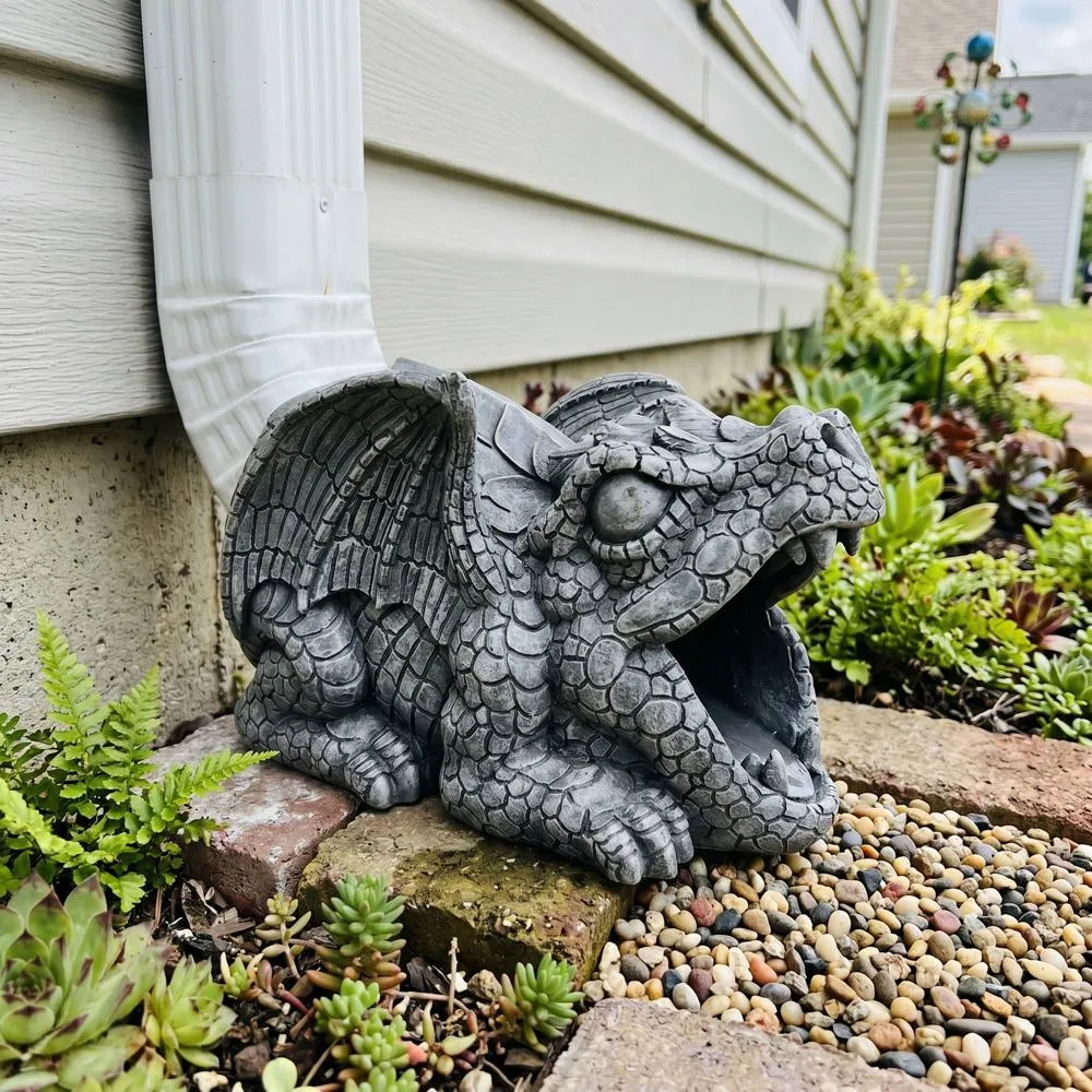 Darian the Dragon Gutter Guardian Downspout Statue
