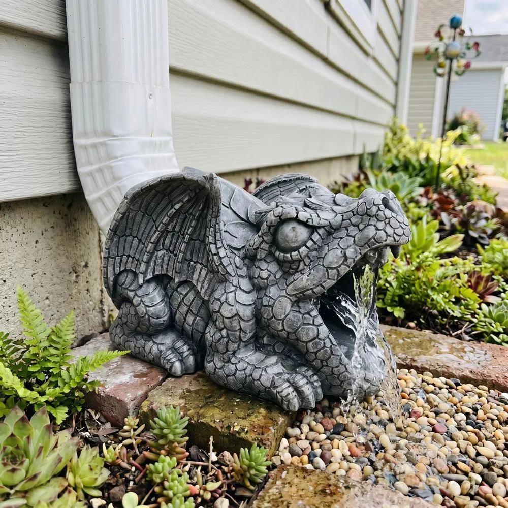 Darian the Dragon Gutter Guardian Downspout Statue