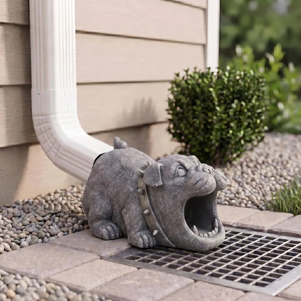 Butch the Bulldog Gutter Guardian Downspout Statue