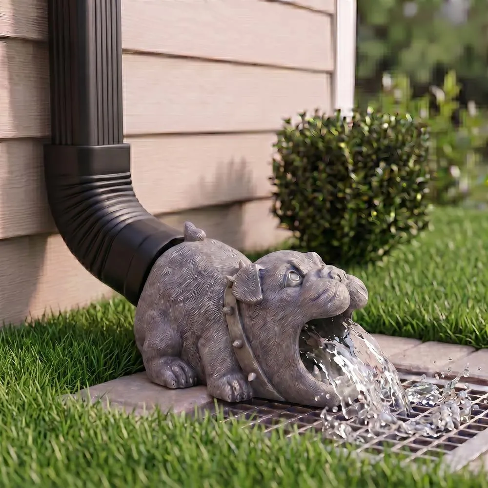 Butch the Bulldog Gutter Guardian Downspout Statue