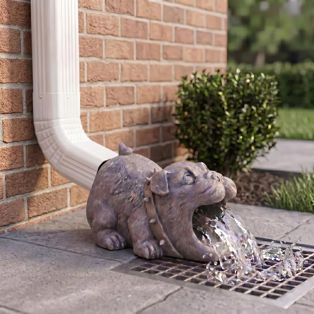 Butch the Bulldog Gutter Guardian Downspout Statue