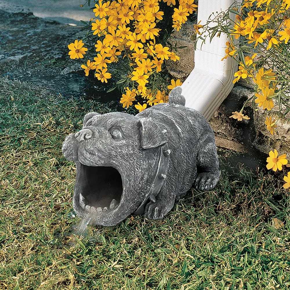 Butch the Bulldog Gutter Guardian Downspout Statue