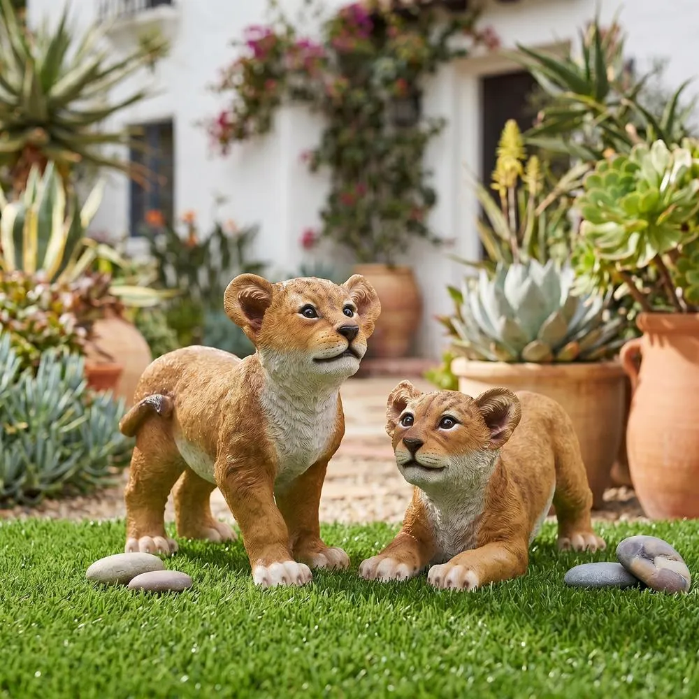 Lion Cubs of the Sahara Animal Statues: Complete Set