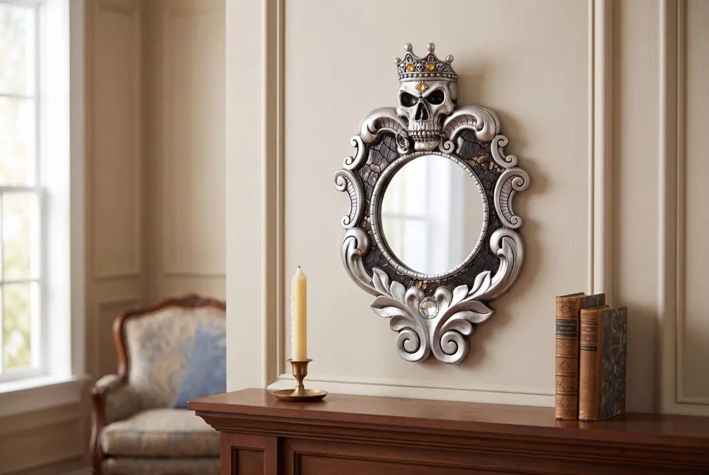The Fairest One of All Skull Sculptural Wall Mirror