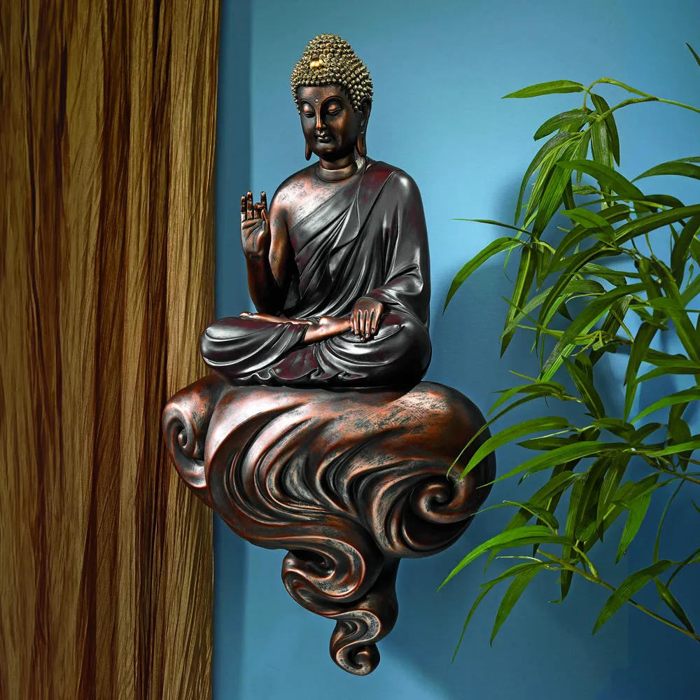 Enlightened Buddha on a Cloud Floating Wall Sculpture
