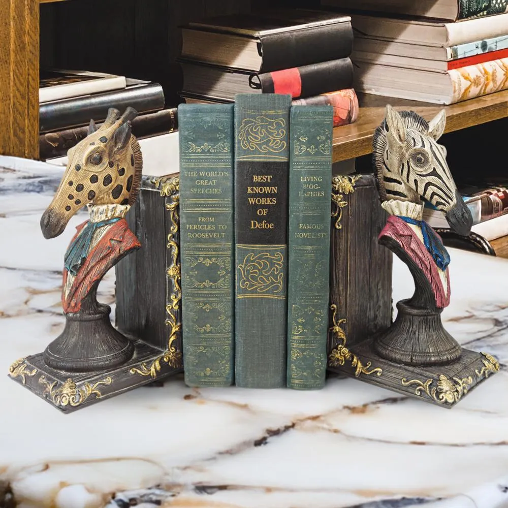 Serengeti Soiree Giraffe and Zebra Bookends
