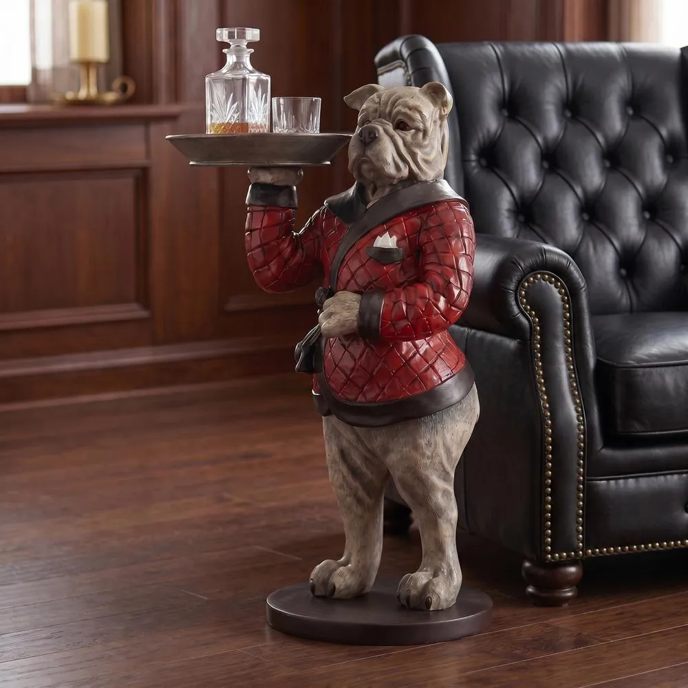 Rex the Bachelor Bulldog Butler Sculptural Pedestal Table