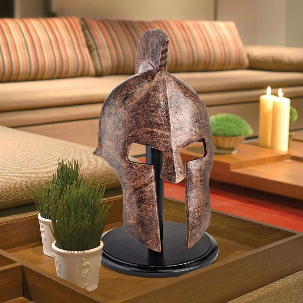 Greek Spartan Helmet Statue on Museum Mount