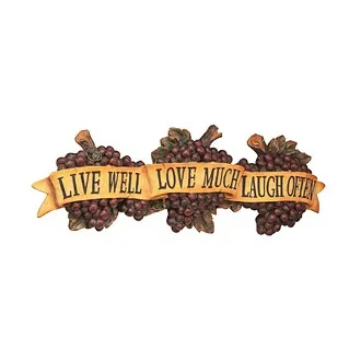 Live-Love-Laugh Italian Sign Grape Wall Sculpture