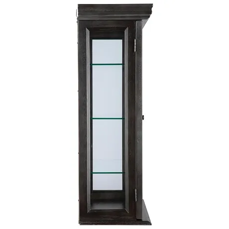 Country Tuscan Hardwood Wall Curio Cabinet: Ebony Black Finish