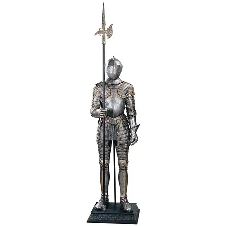 16th-Century Italian Armor Knight Statue with Halberd