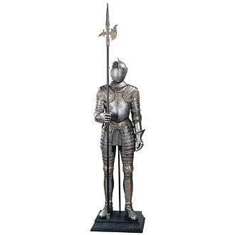 16th-Century Italian Armor Knight Statue with Halberd