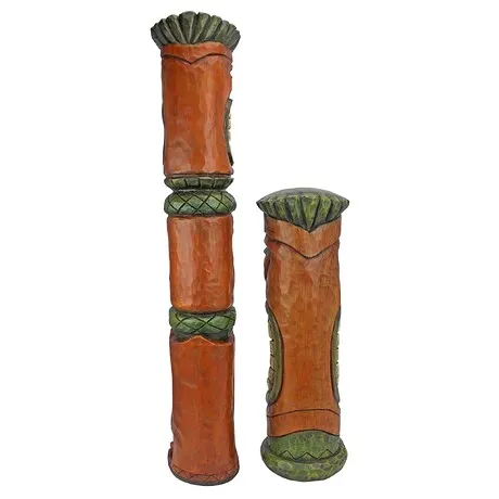 Aloha Hawaii Tiki Sculpture: Set of Two