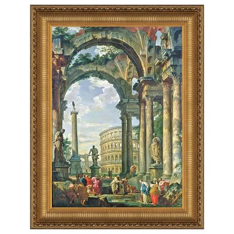 Roman Capriccio Framed Canvas Replica Painting: Medium