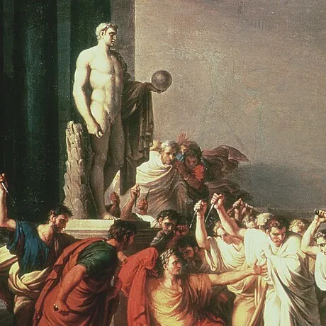 Death of Julius Caesar Framed Canvas Replica Painting: Small