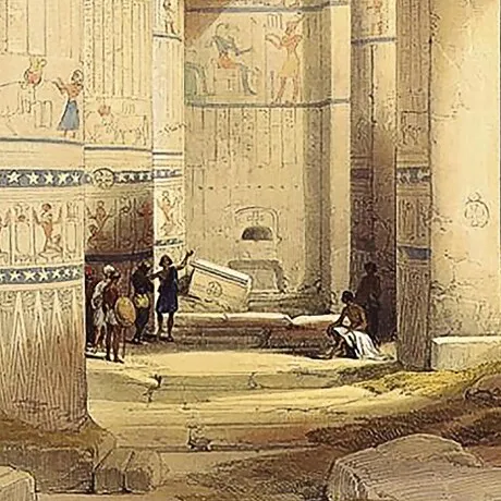 Egyptian Grand Portico Philae Framed Canvas Replica Painting: Medium