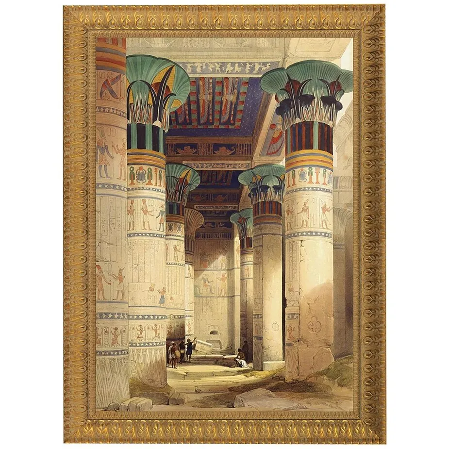 Egyptian Grand Portico Philae Framed Canvas Replica Painting: Large