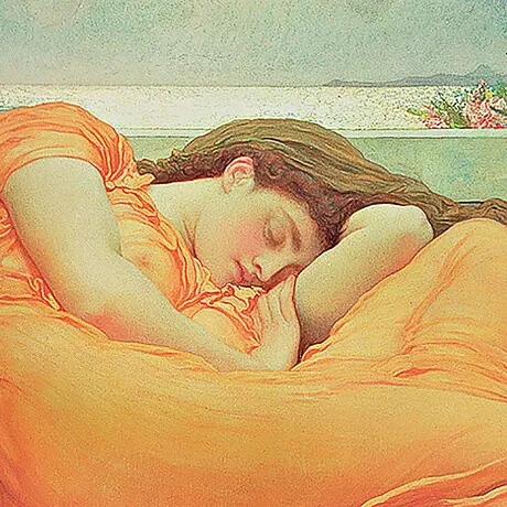 Flaming June Framed Canvas Replica Painting: Grande