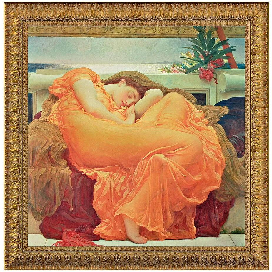 Flaming June Framed Canvas Replica Painting: Grande