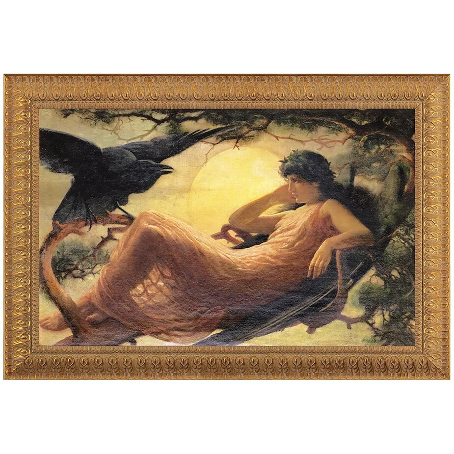 The Night Raven Sings, Framed Canvas Replica Painting: Small
