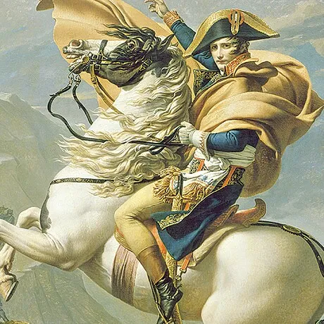 Napoleon Crosses the Alps Framed Canvas Replica Painting: Small
