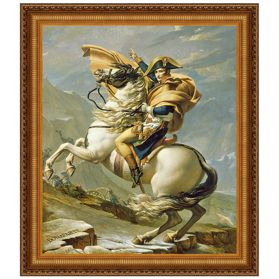 Napoleon Crosses the Alps Framed Canvas Replica Painting: Large