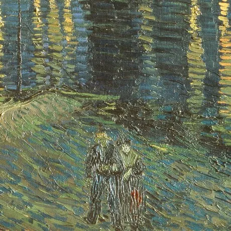 La Nuit Etoilee Framed Canvas Replica Painting: Small