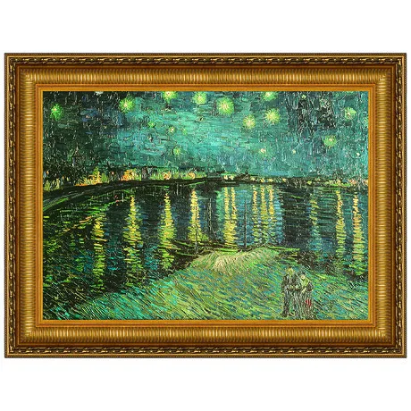 La Nuit Etoilee Framed Canvas Replica Painting: Small