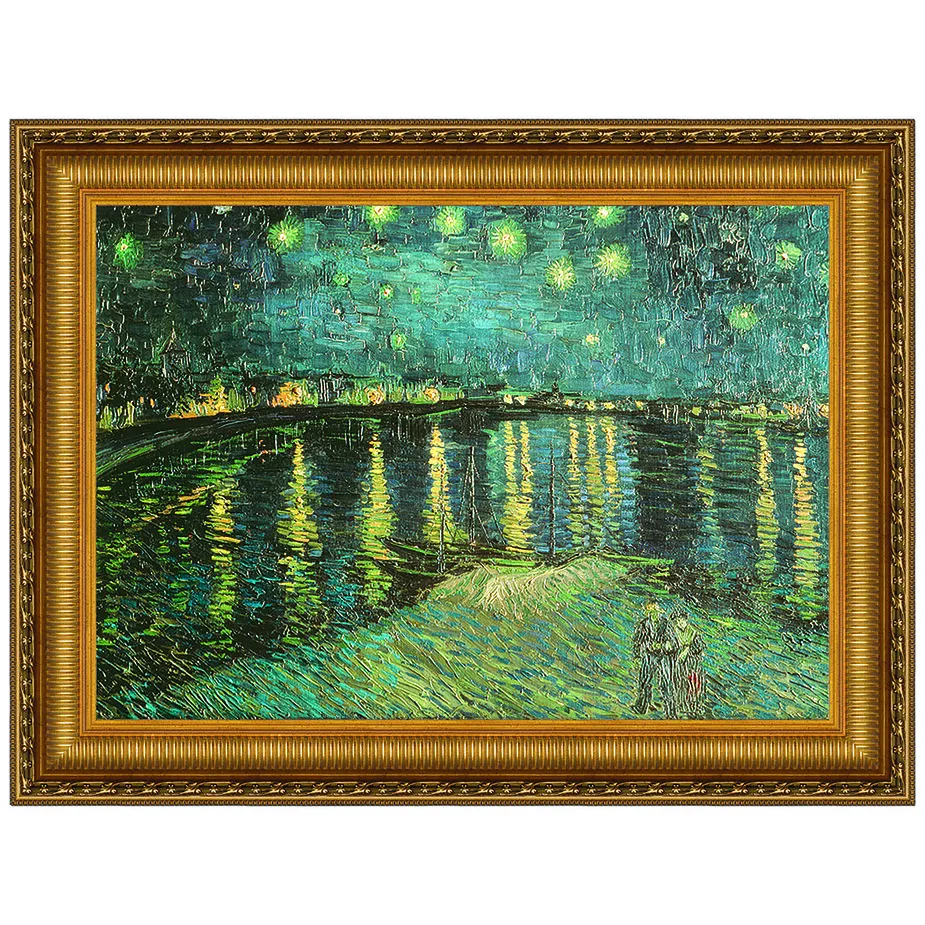 La Nuit Etoilee Framed Canvas Replica Painting: Large