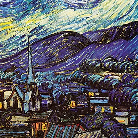 Starry Night Framed Canvas Replica Painting: Small