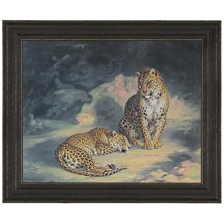 A Pair of Leopards Framed Canvas Replica Painting: Small