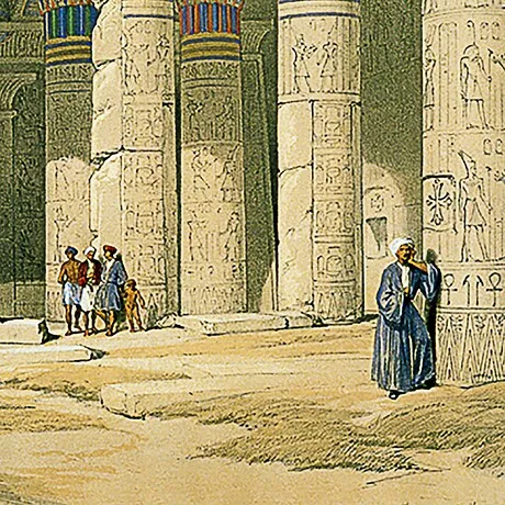 Grand Portico of the Temple of Philae Framed Canvas Replica Painting: Grande