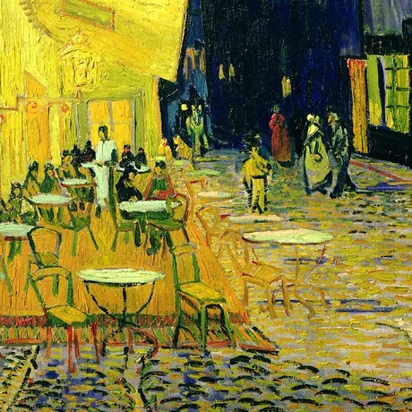 Cafe Terrace on the Place du Forum Framed Canvas Replica Painting: Medium