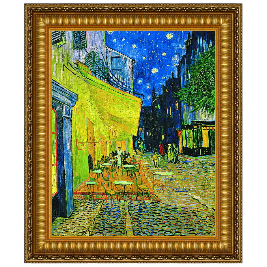 Cafe Terrace on the Place du Forum Framed Canvas Replica Painting: Grande
