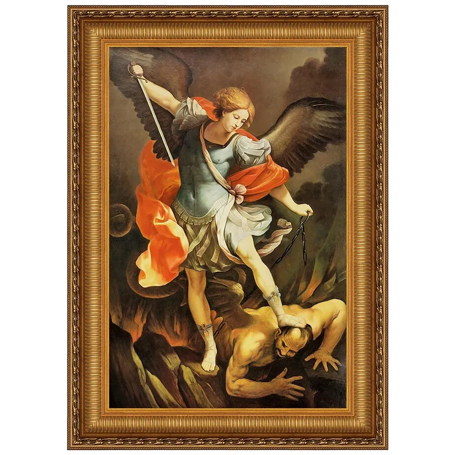 Archangel Saint Michael Framed Canvas Replica Painting: Small