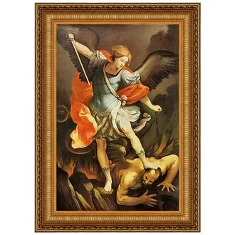 Archangel Saint Michael Framed Canvas Replica Painting: Grande