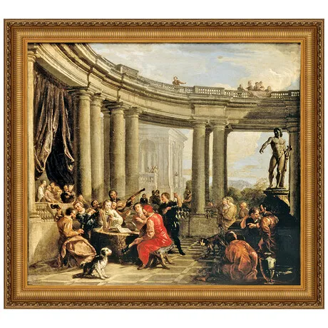 Concert Given in the Interior Framed Canvas Replica Painting: Large