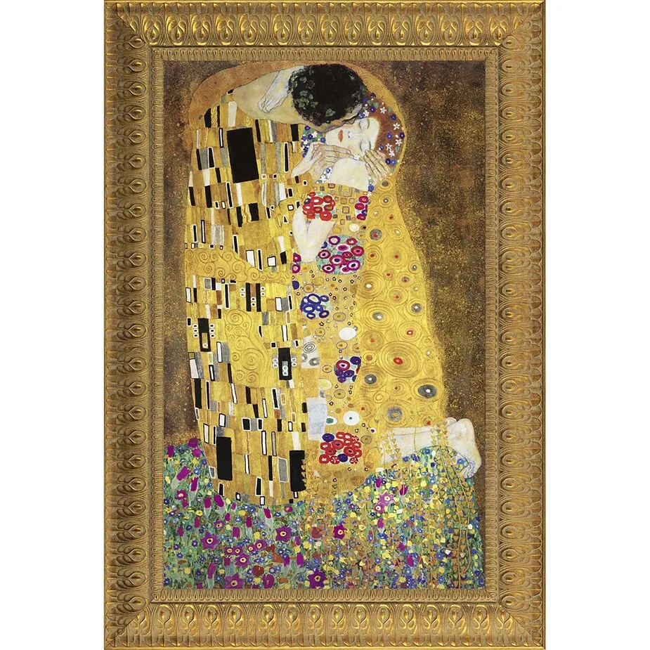 The Kiss Framed Canvas Replica Painting: Small