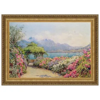 Lake Como from the Villa Framed Canvas Replica Painting: Medium