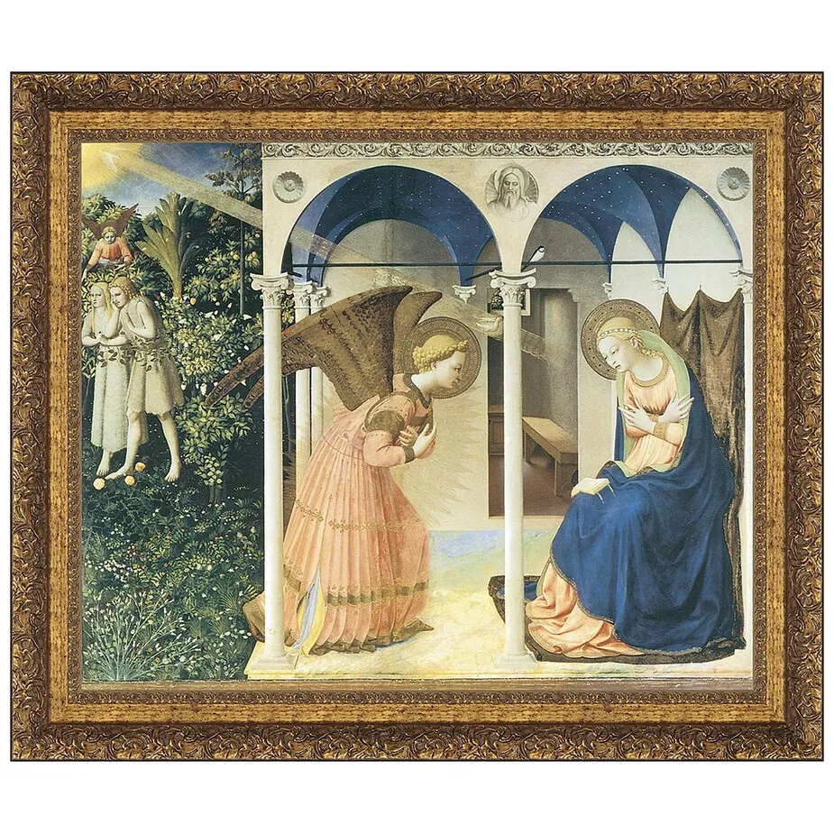 The Annunciation Altarpiece Framed Canvas Replica Painting: Grande