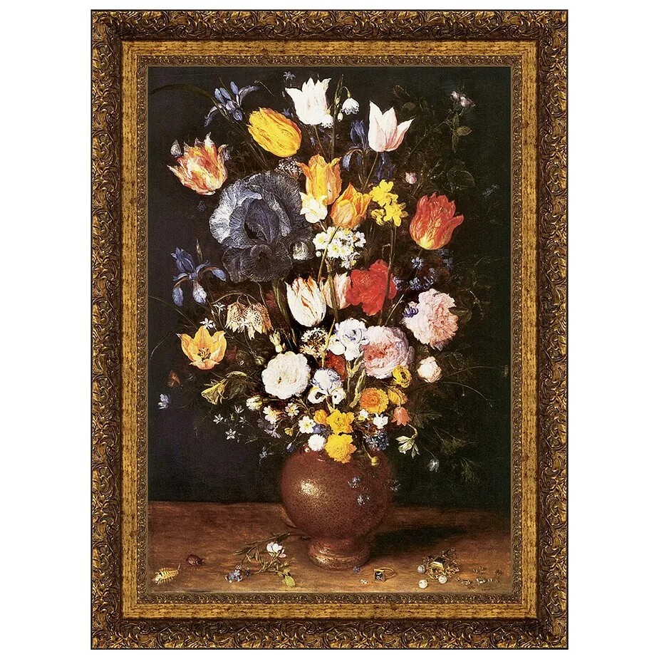 Bouquet of Flowers Framed Canvas Replica Painting: Medium