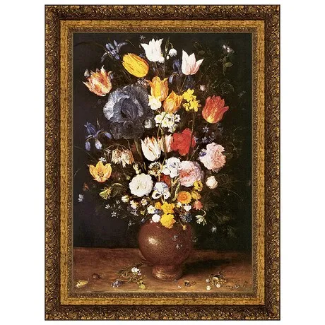 Bouquet of Flowers Framed Canvas Replica Painting: Grande