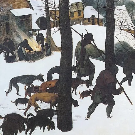 The Hunters in the Snow Framed Canvas Replica Painting: Large