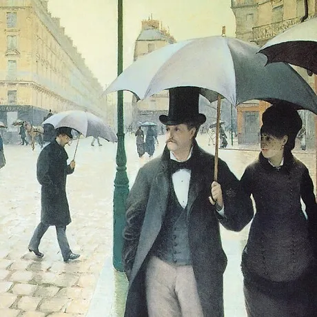 Rue du Paris Rainy Day Framed Canvas Replica Painting: Medium