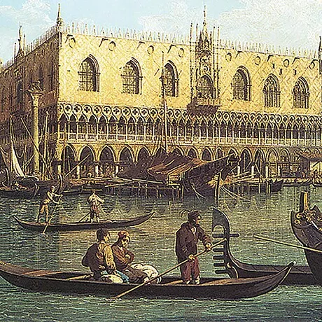 View of the Bacino di San Marco Framed Canvas Replica Painting: Small