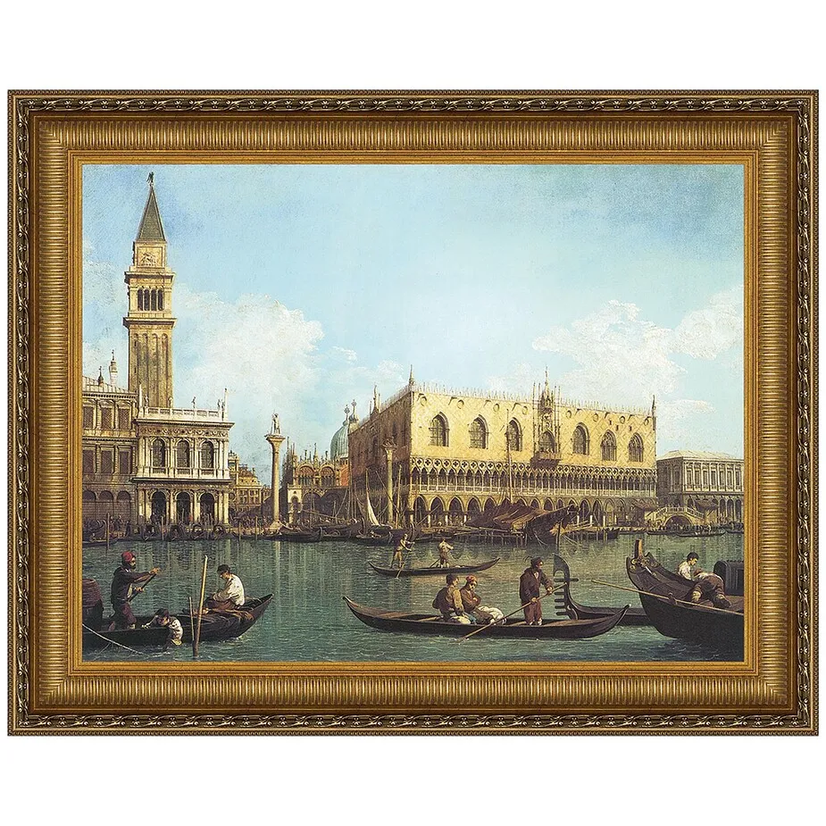 View of the Bacino di San Marco Framed Canvas Replica Painting: Medium