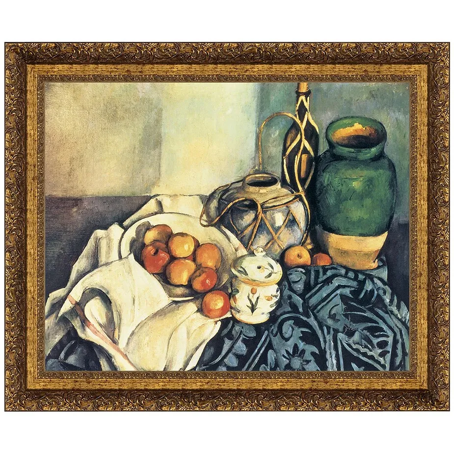 Still Life with Apples Framed Canvas Replica Painting: Grande