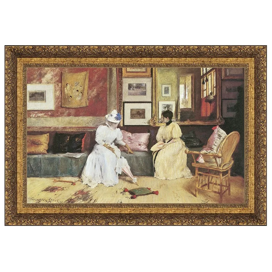 A Friendly Call Framed Canvas Replica Painting: Medium
