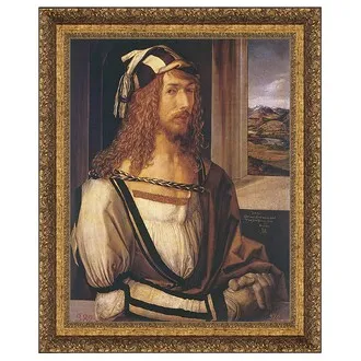 Durer Self Portrait Framed Canvas Replica Painting: Grande